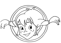 A coloring page of pippi longstocking